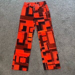 Women’s Red Geometric Print Jeans